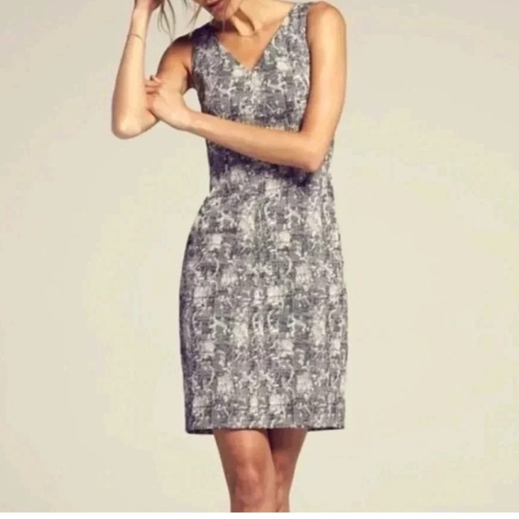 MM Lafleur New York The Rachel Career Sheath Dress in Crackle White Black - Sz 4 - Picture 1 of 16